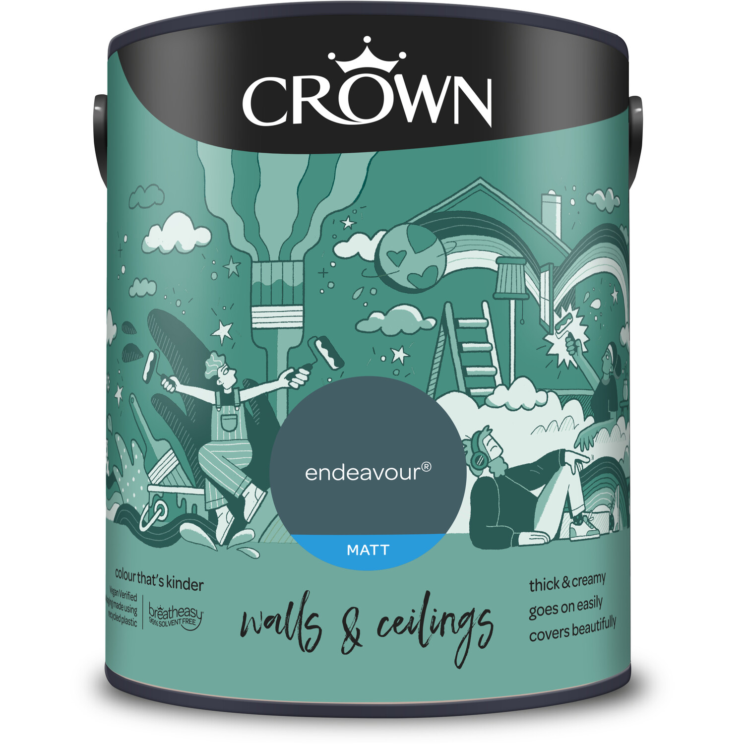 Crown Walls and Ceilings Endeavour Matt Emulsion Paint 5L Image 2