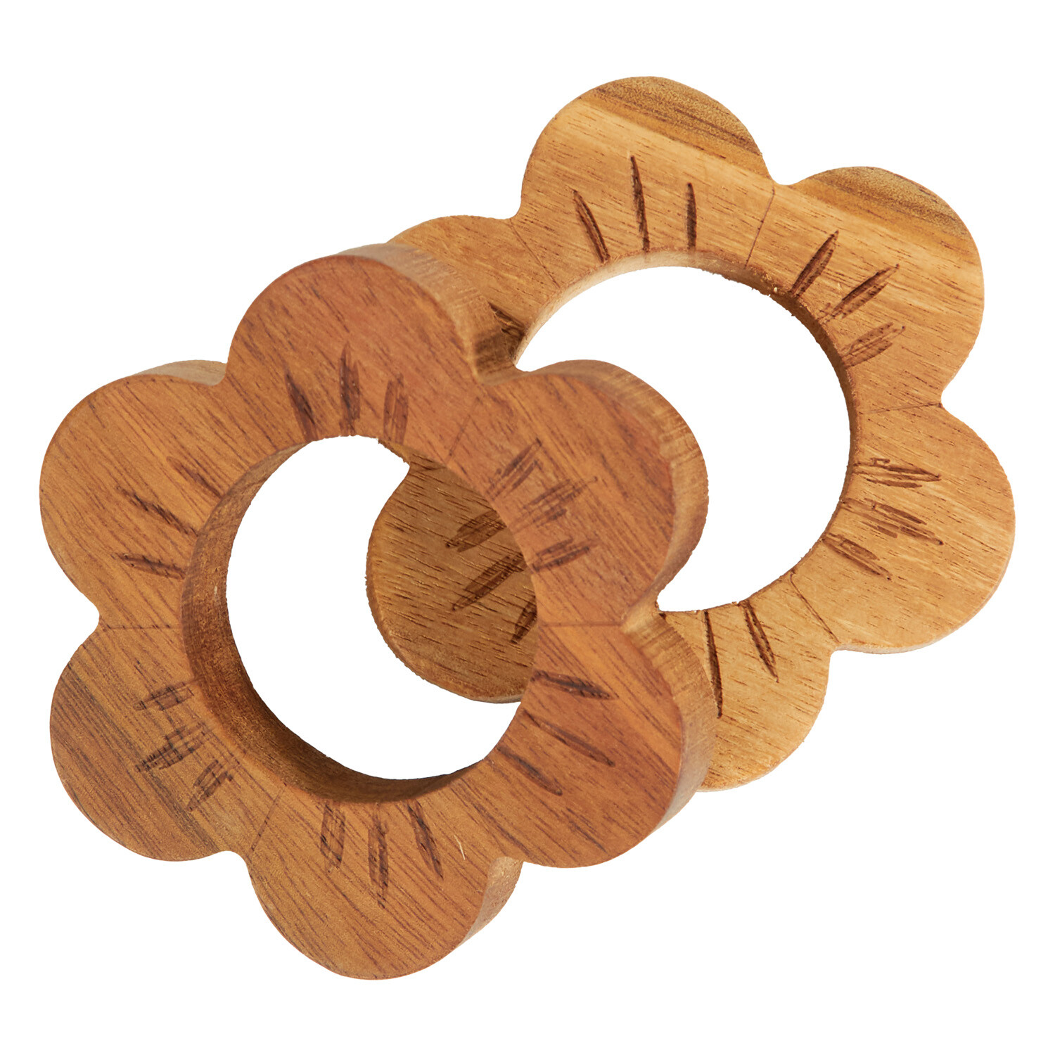 Pack of 2 Acacia Flower Napkin Rings - Brown Image 3