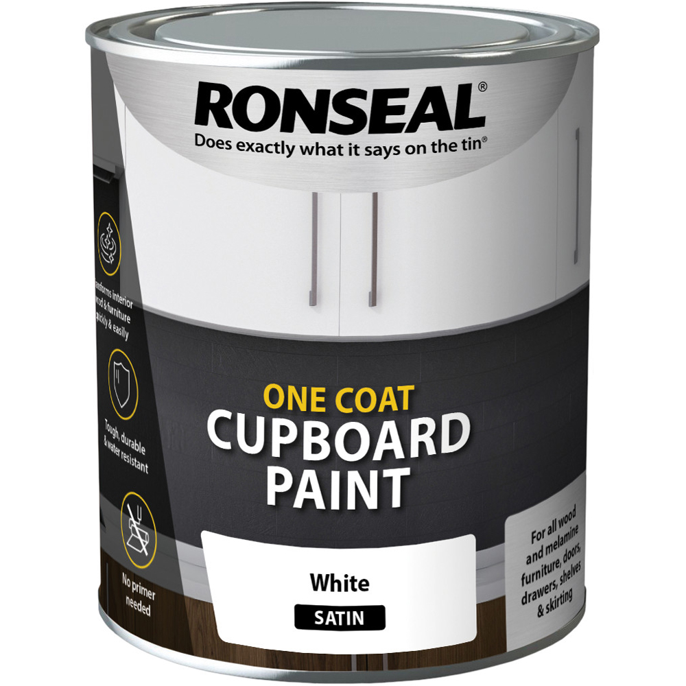 Ronseal White Satin One Coat Cupboard Paint 750ml Image 2