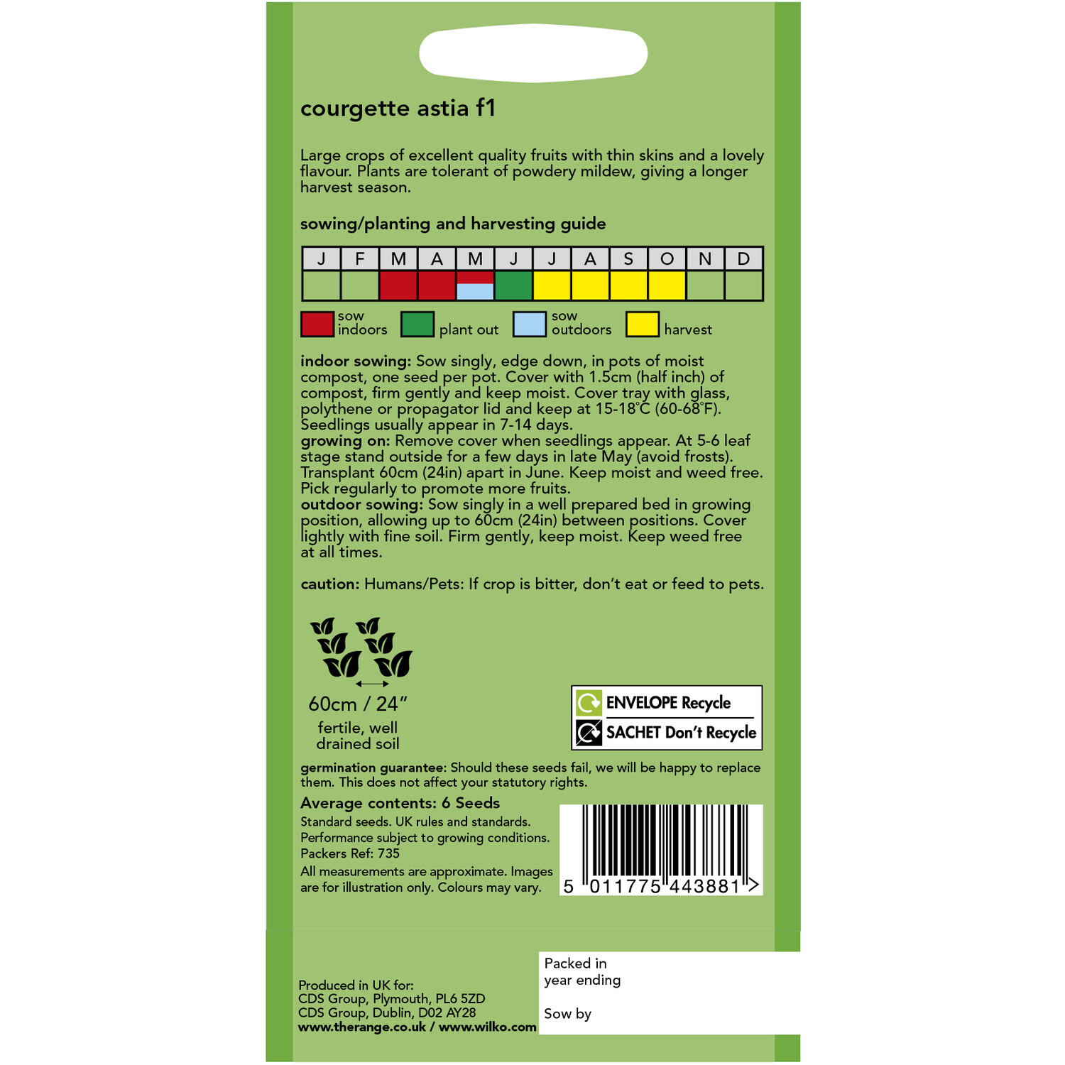 Wilko Courgette Astia Seeds Image 2