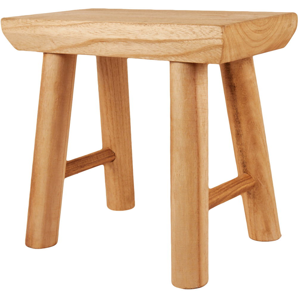 Rustic Wooden Stool - Brown Image 3