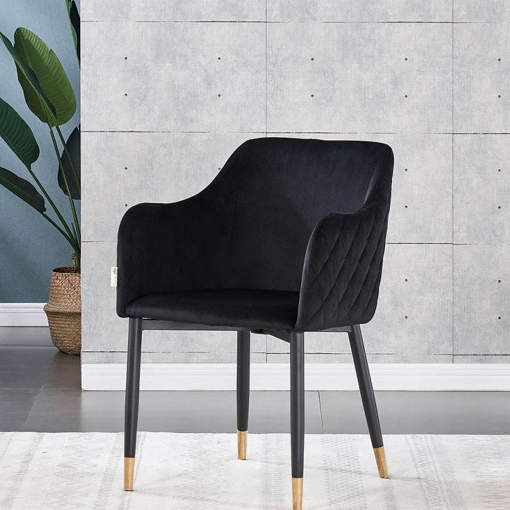 Life Interiors Verona Black and Gold Velvet Upholstered Dining Chair Set of 4 Image 3