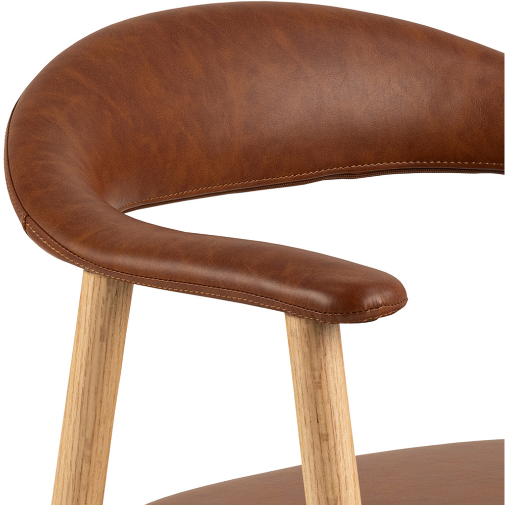 Furniture To Go Addi Retro Brandy PU Leather Dining Chair with Armrest Set of 2 Image 6