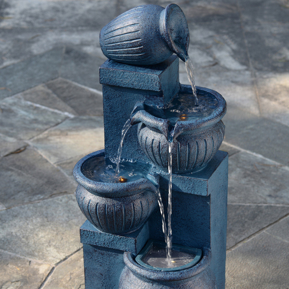 Teamson Home 4-Tier Navy Vertical Texture Cascading Bowl Water Fountain 72cm Image 7