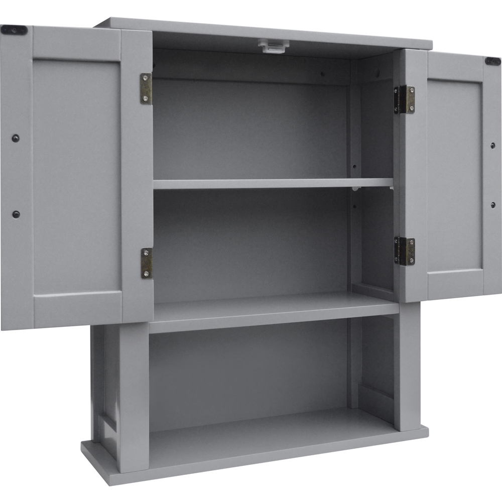 Teamson Home Mercer 2 Door Grey Mid Century Removable Wooden Wall Cabinet Image 2