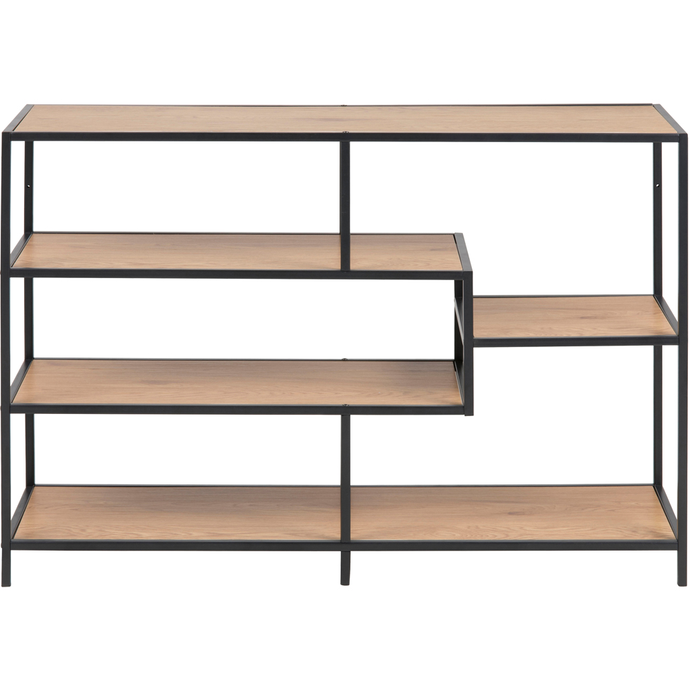Furniture To Go Seaford Black and Oak 4 Shelf Wide Bookcase Image 2