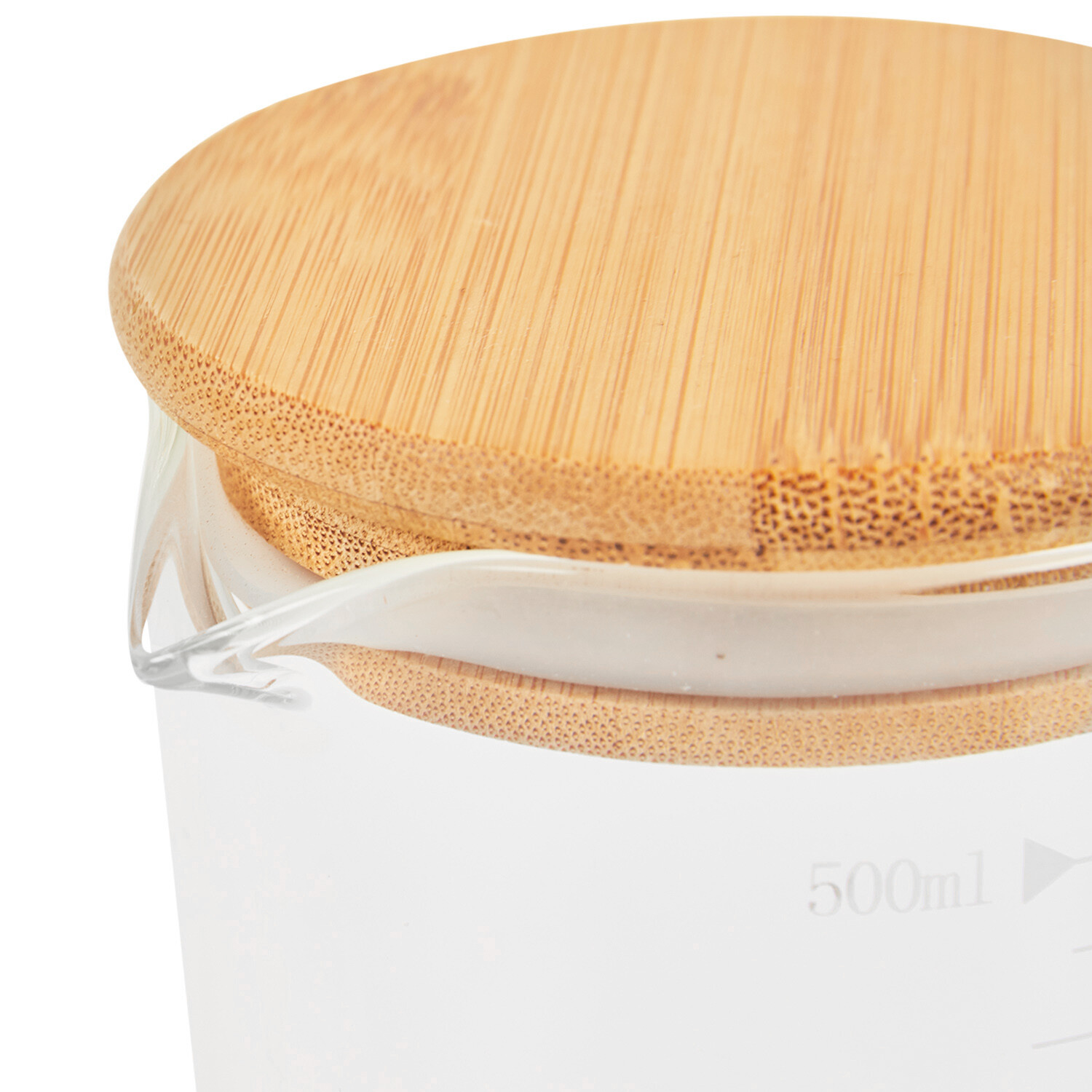 Glass Measuring Jug with Bamboo Lid 500ml - Clear Image 3