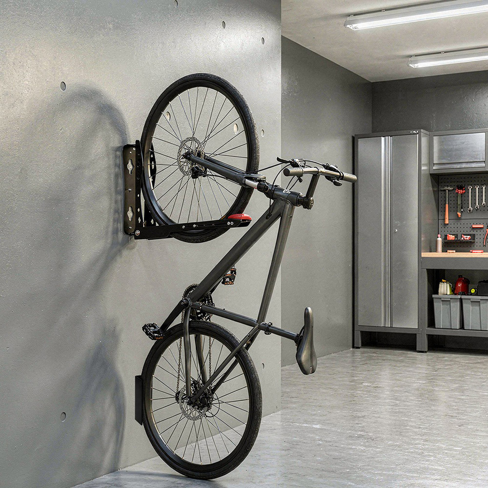 Monvelo Black Carbon Steel Foldable Adjustable Wall Mounted Swivel Bike Rack Image 2
