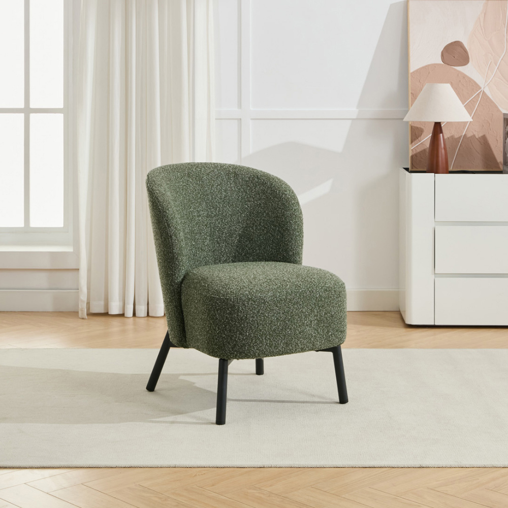 Riverstown Forest Green Boucle Fabric Accent Chair Image 3