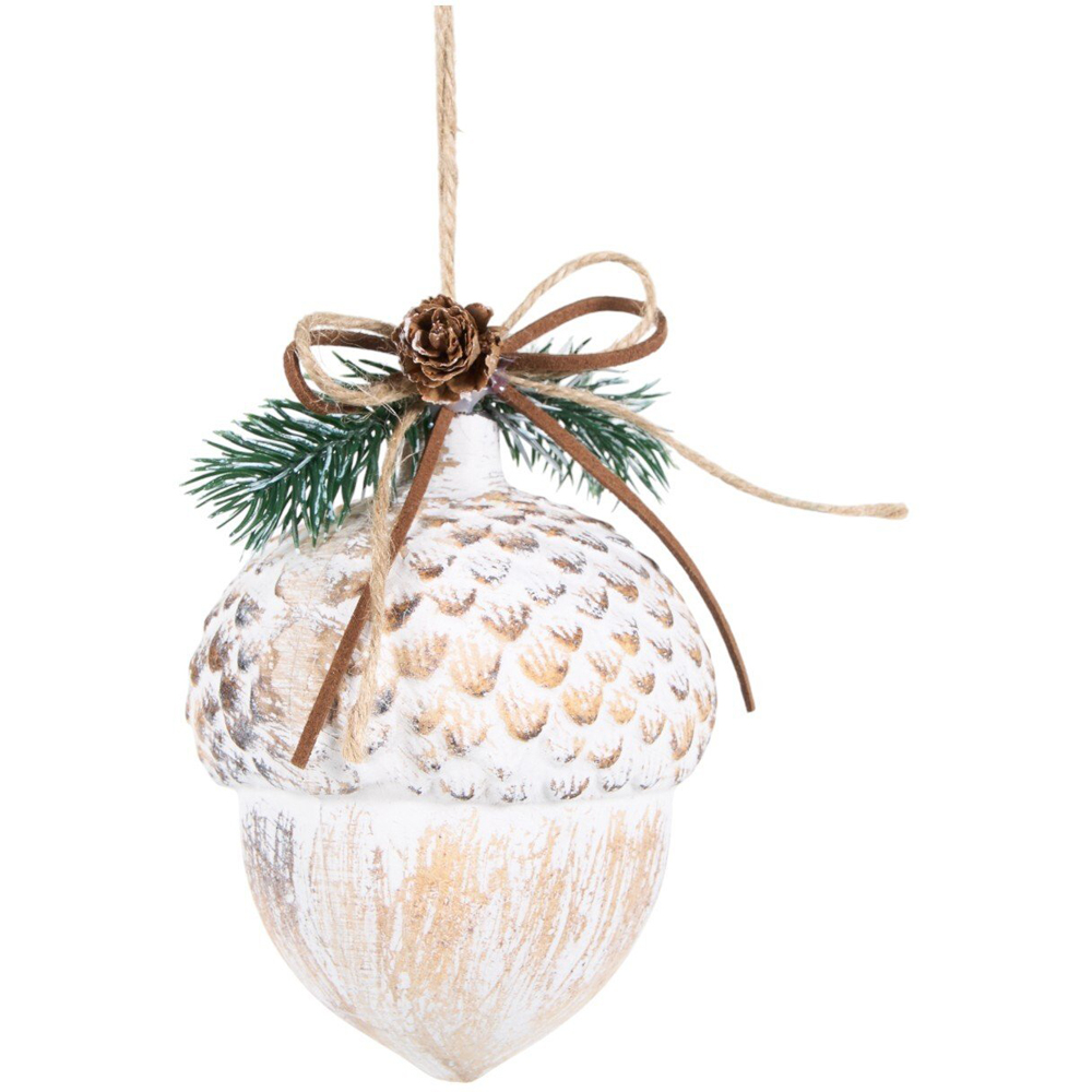 Scandi Pinecone Decoration White Image 3
