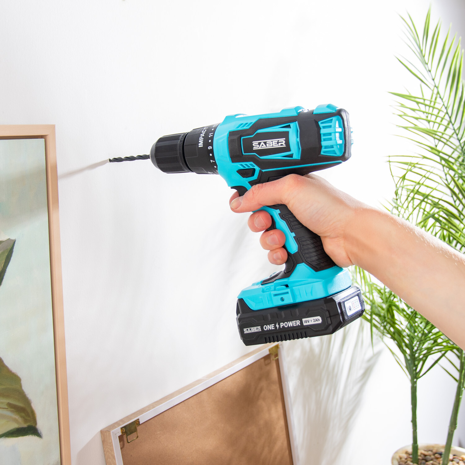 Saber 18V One Battery Cordless Combi Drill Kit Inc Battery and Charger Image 9