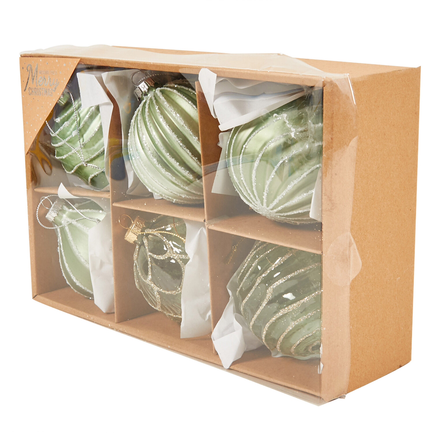 Set Of 6 Mistetoe Cottage Baubles - Green Image 2