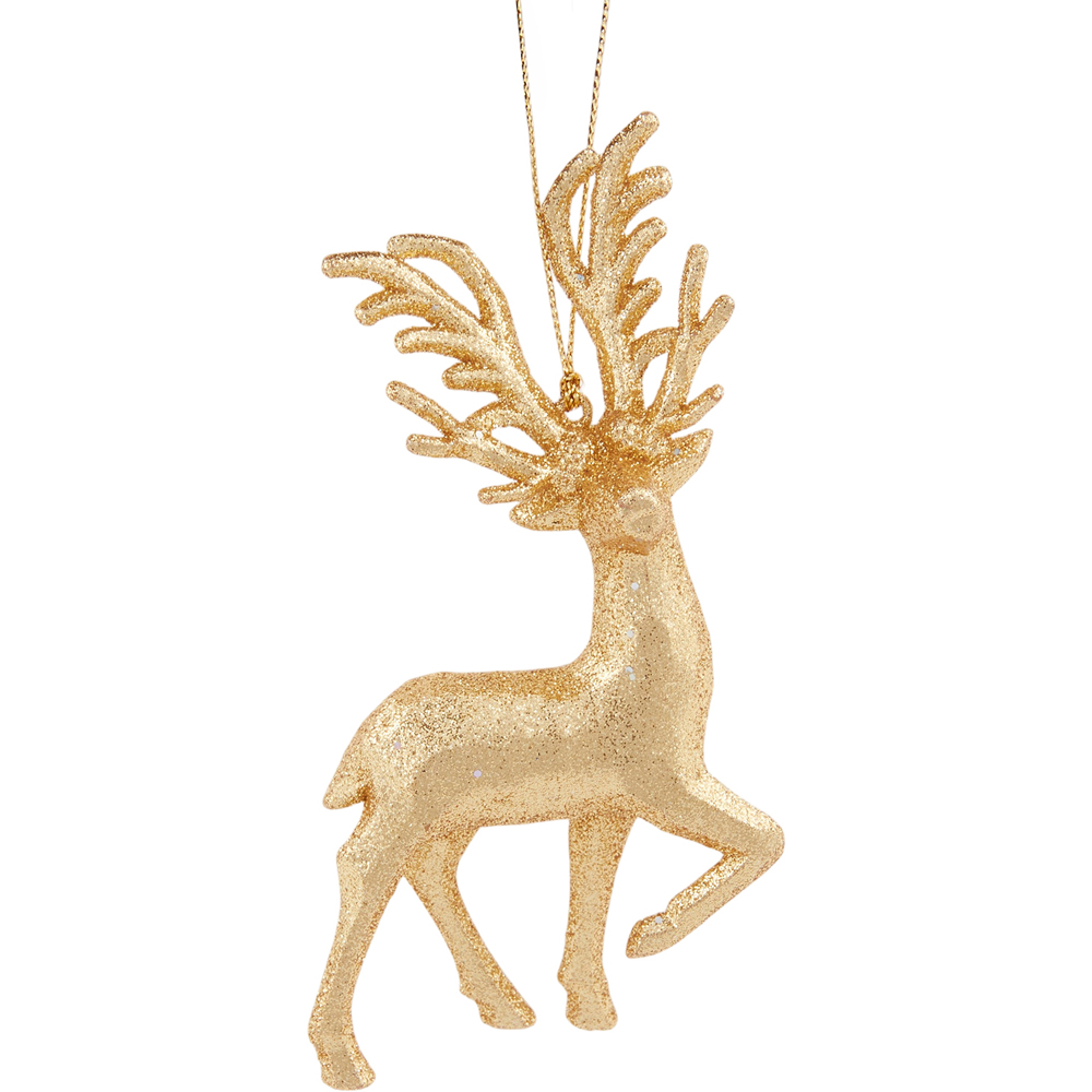 Glitter Reindeer Decoration Gold Image 1