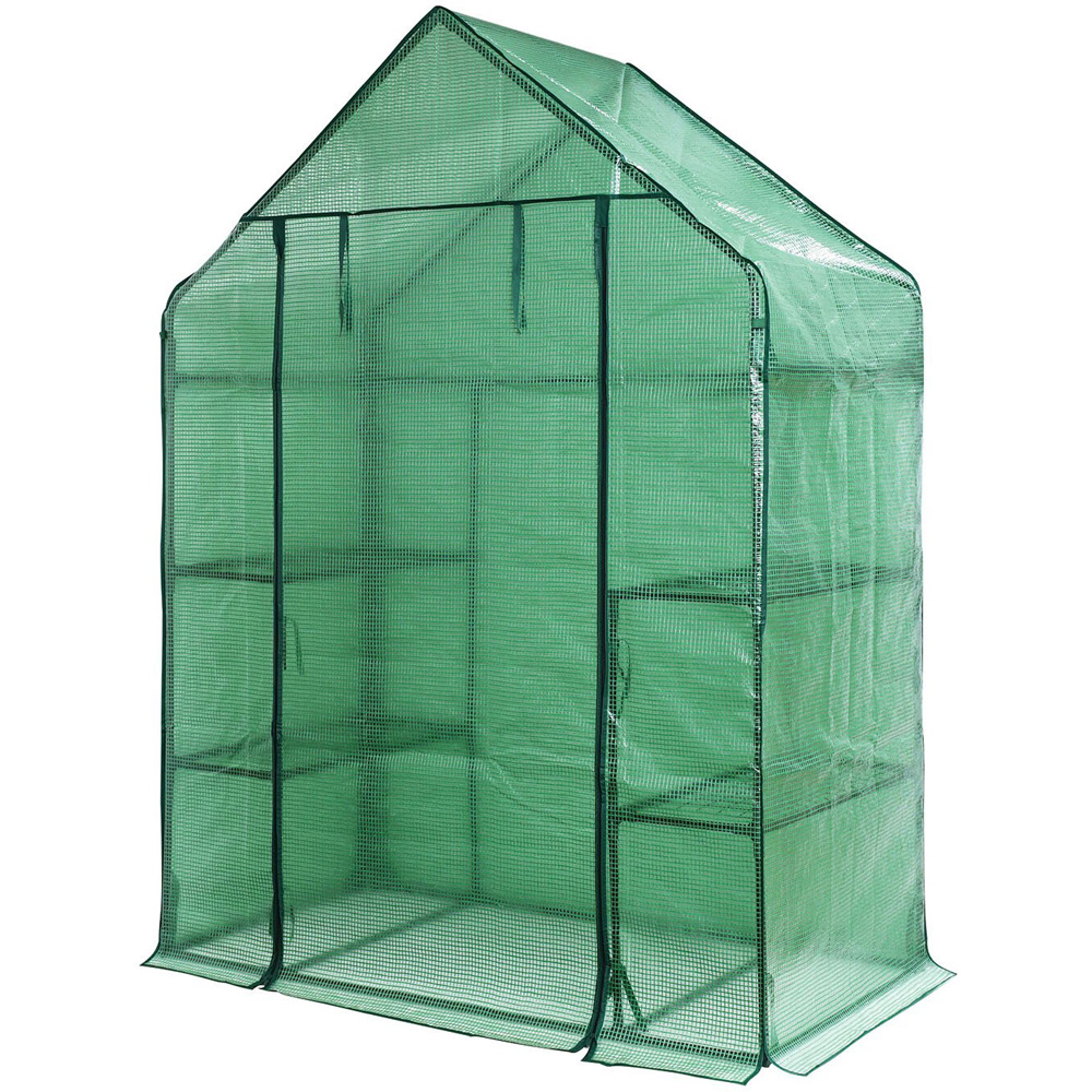 Walk in Greenhouse with PE Mesh Cover - Green Image 1