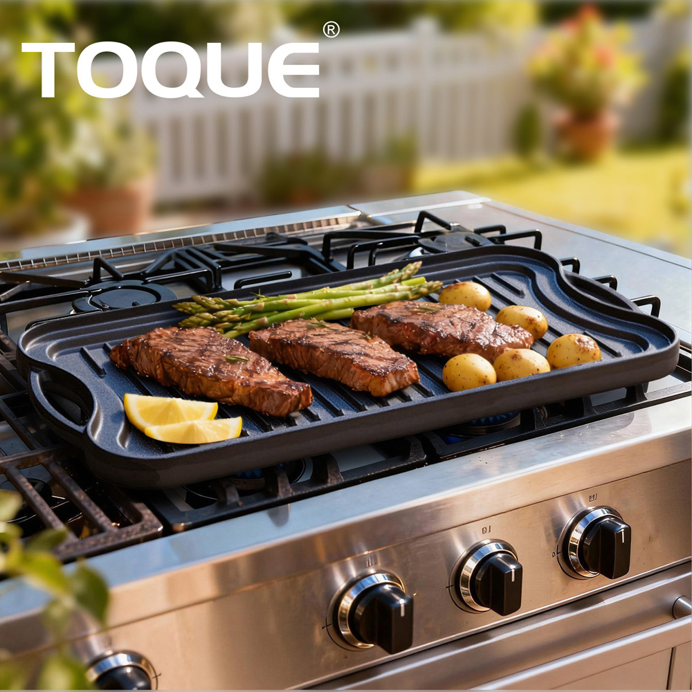Toque Cast Iron Reversible Griddle Plate Non-Stick Grill Skillet 50.5cm Image 8