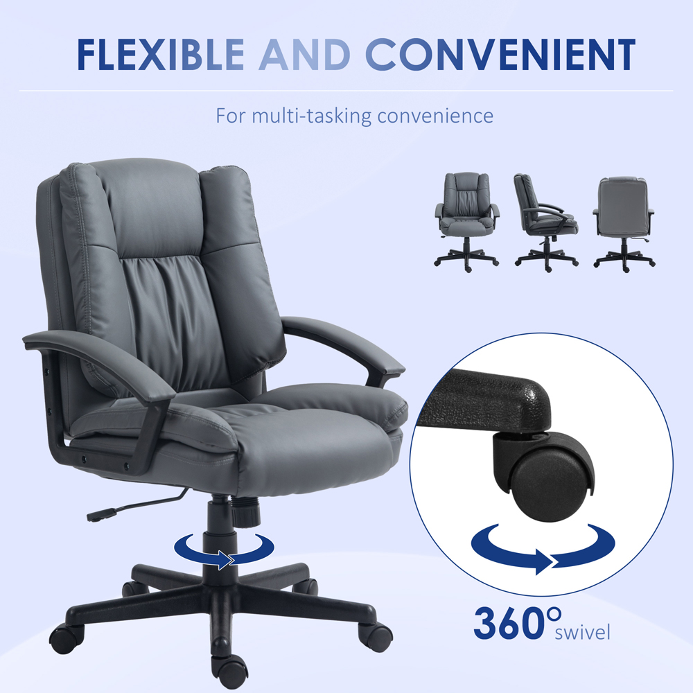 Portland Grey Faux Leather Swivel Office Chair Image 6