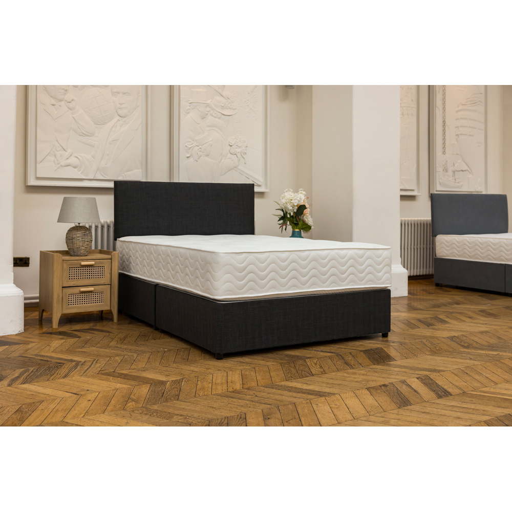 Langham Small Double Charcoal 2 Drawer Divan Base with Headboard Image 6