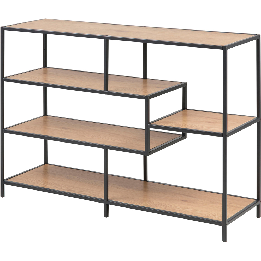 Furniture To Go Seaford Black and Oak 4 Shelf Wide Bookcase Image 9