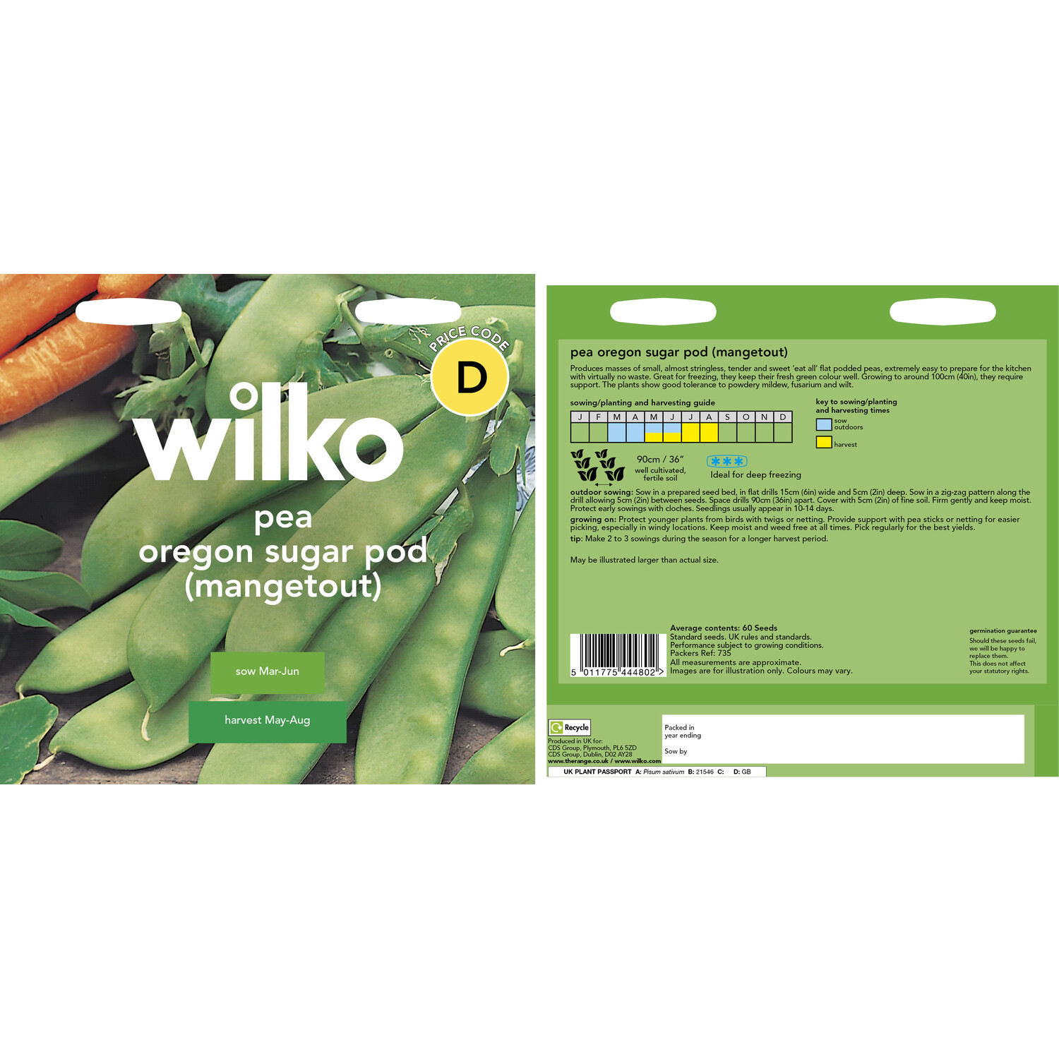 Pea Oregon Sugar Pod Mangetout Seeds Green Image 3