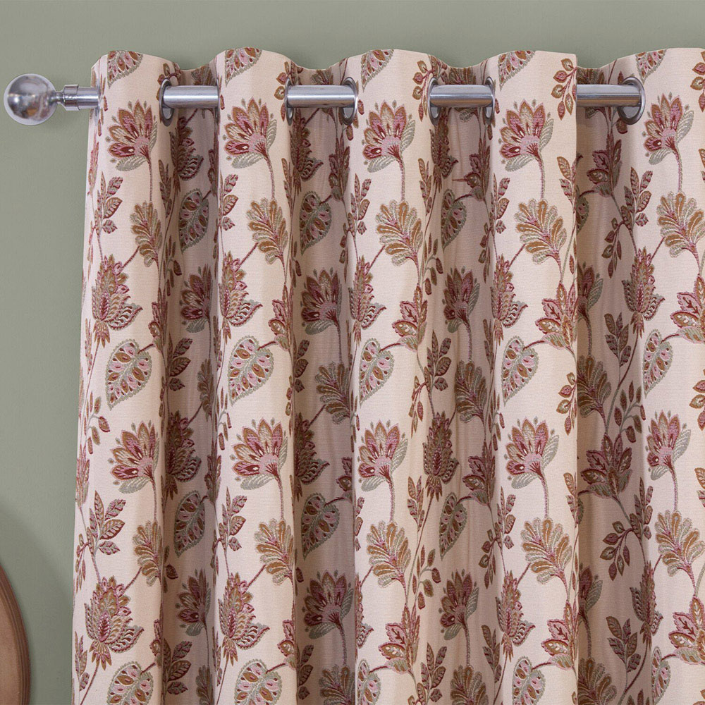 Regency Floral Jacquard Curtain Pink 229cm Image 3