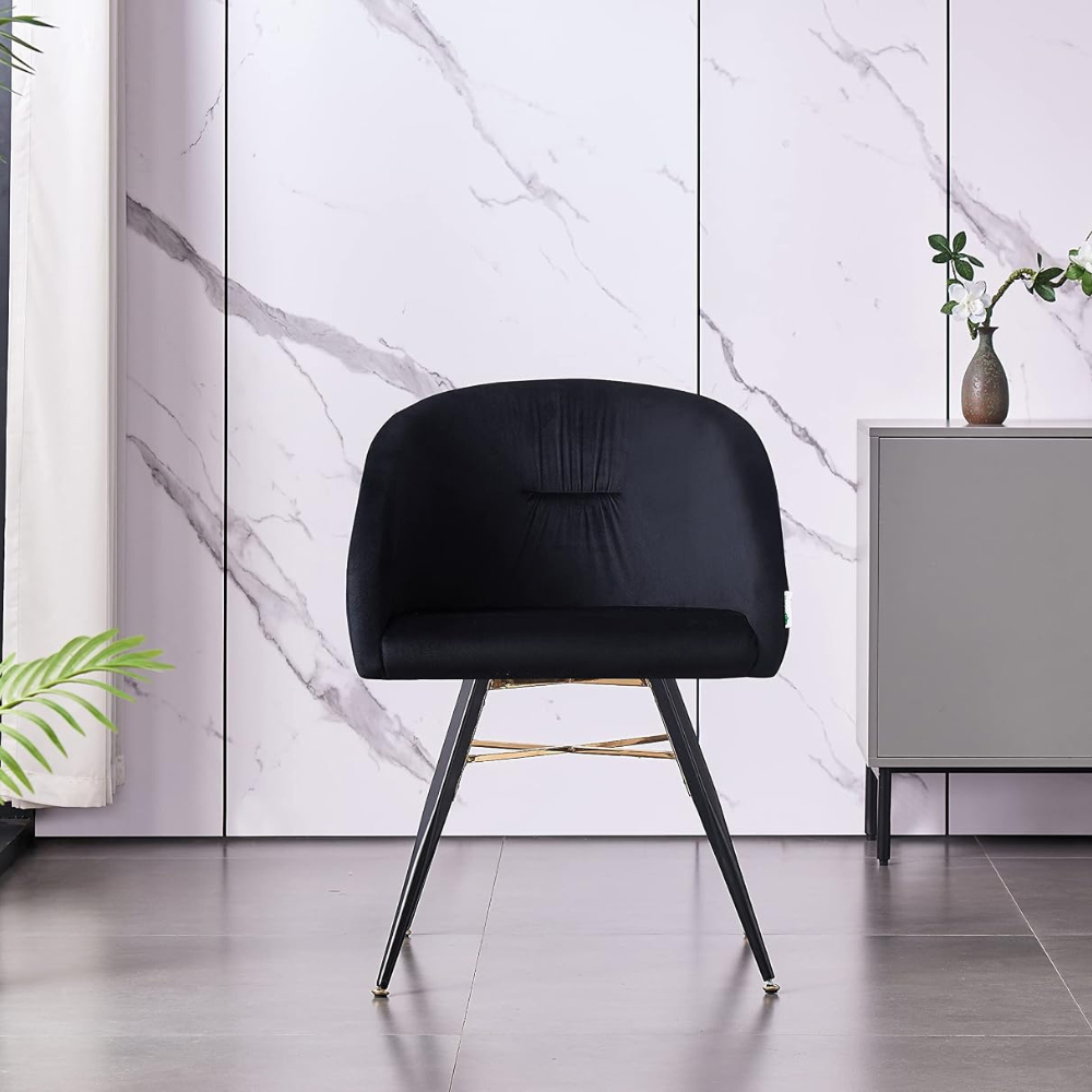 Life Interiors Vittorio Midnight Black Velvet Upholstered Dining Chair Set of 2 Image 6