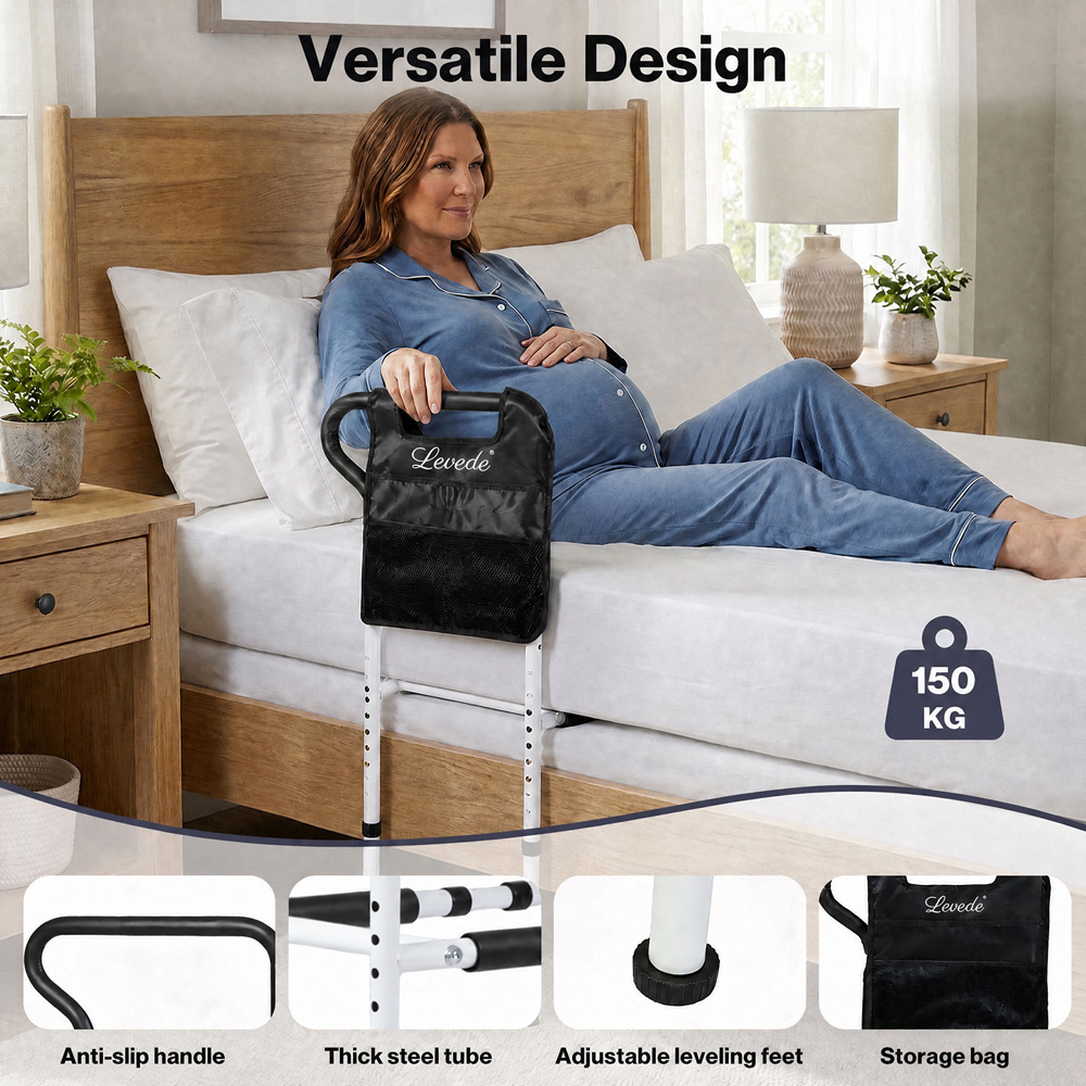 Levede Adjustable Bedside Support Bar with Pouch Image 7