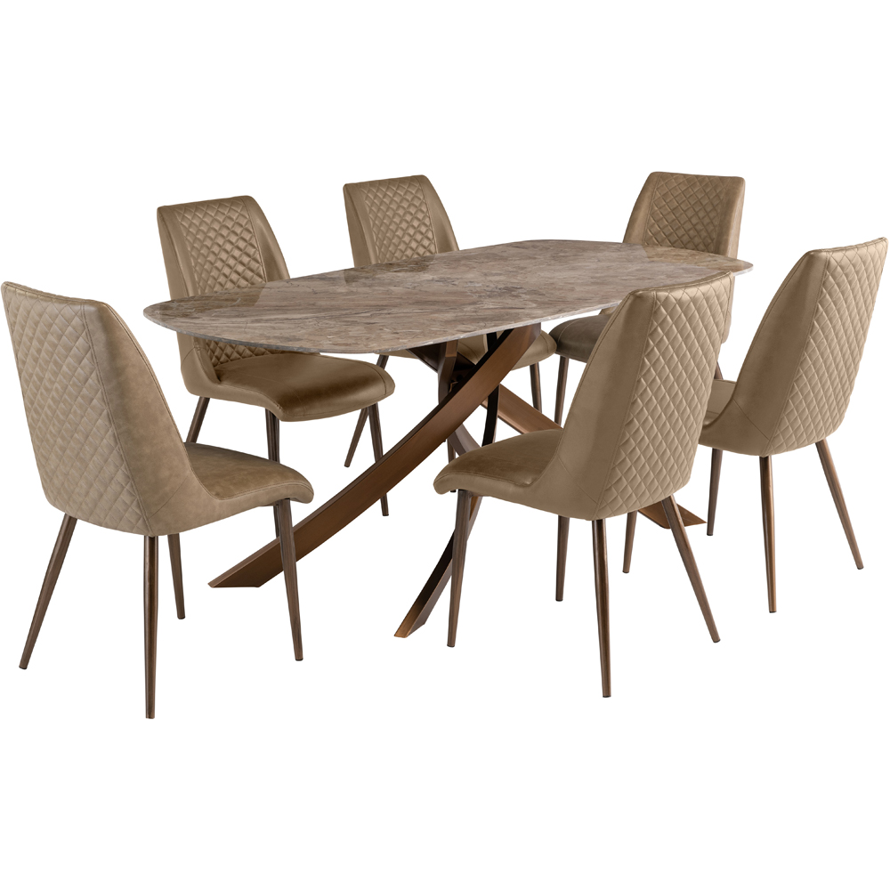 WF Amber Taupe Faux Leather Dining Chair with Brushed Brass Legs Set of 2 Image 5
