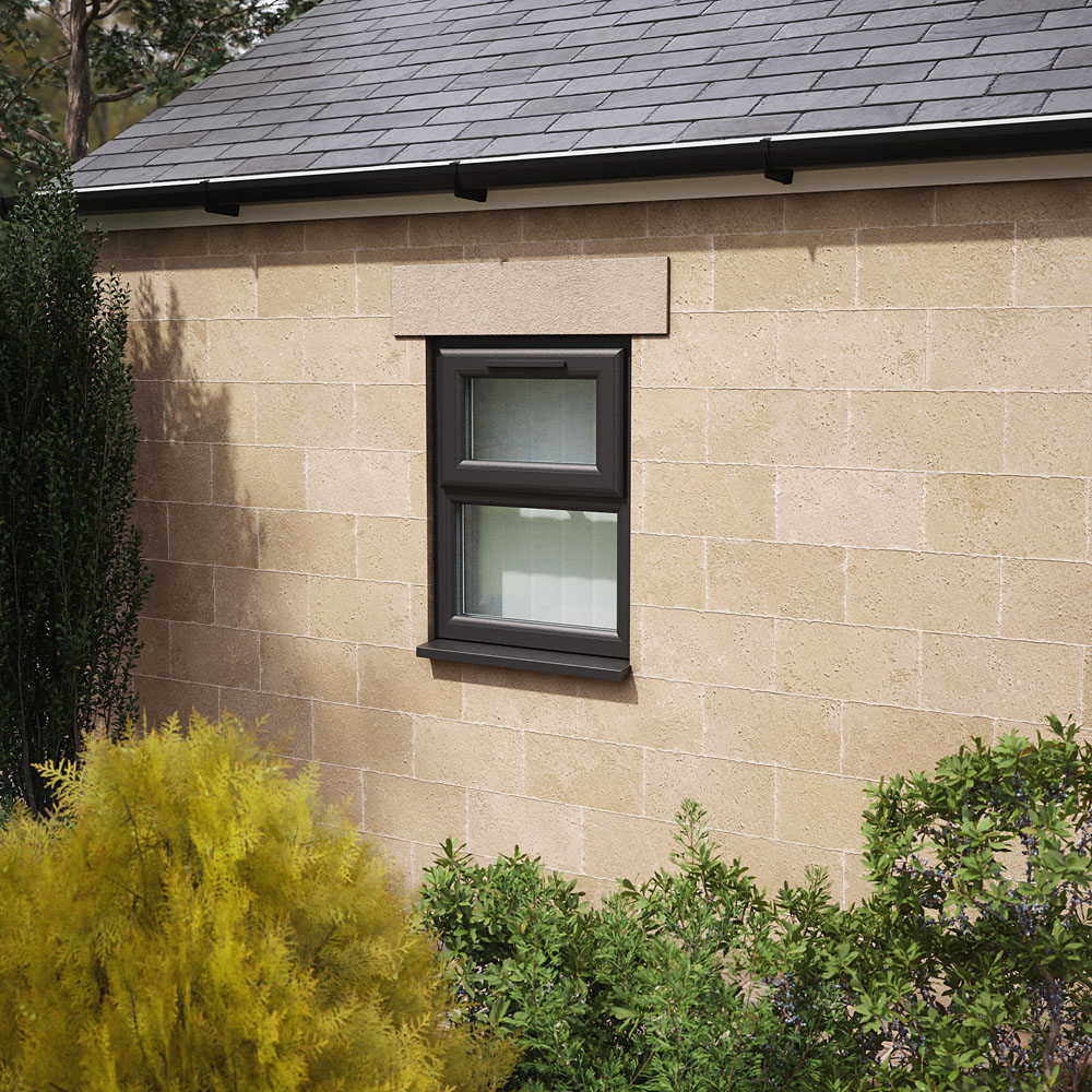 Crystal Black and White Top Hung Over Fixed Light Obscure Double Glazed Window 1190 x 1115mm Image 2