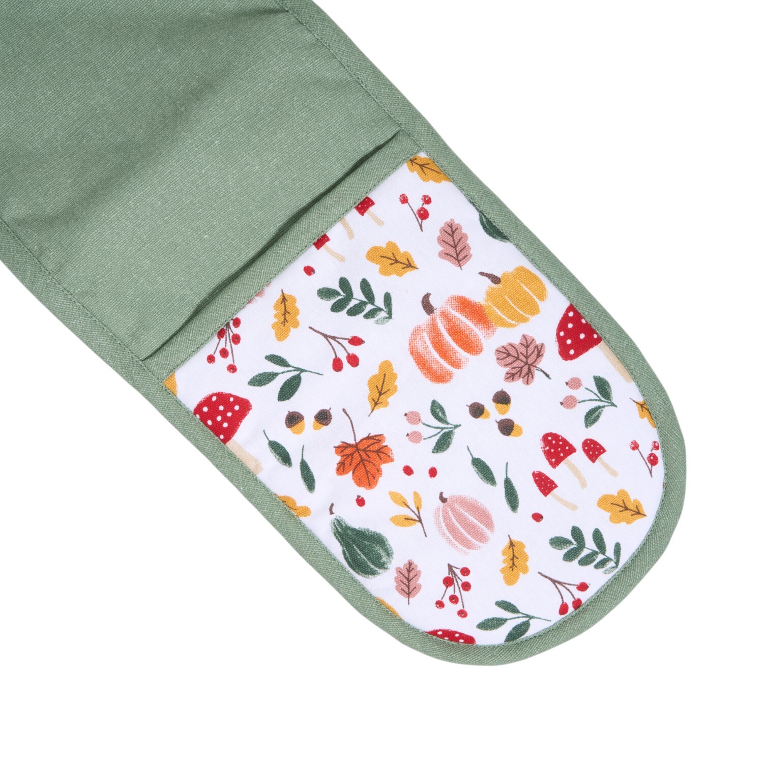 Autumn Print Double Oven Glove Green Image 5