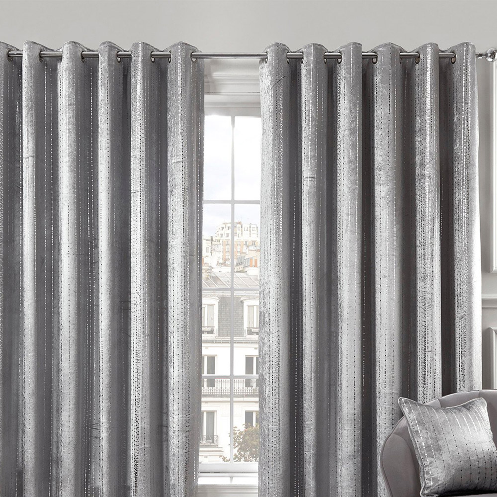 Divante Selina Silver Foil Dotty Stripe Curtains 168 x 229cm Image 6