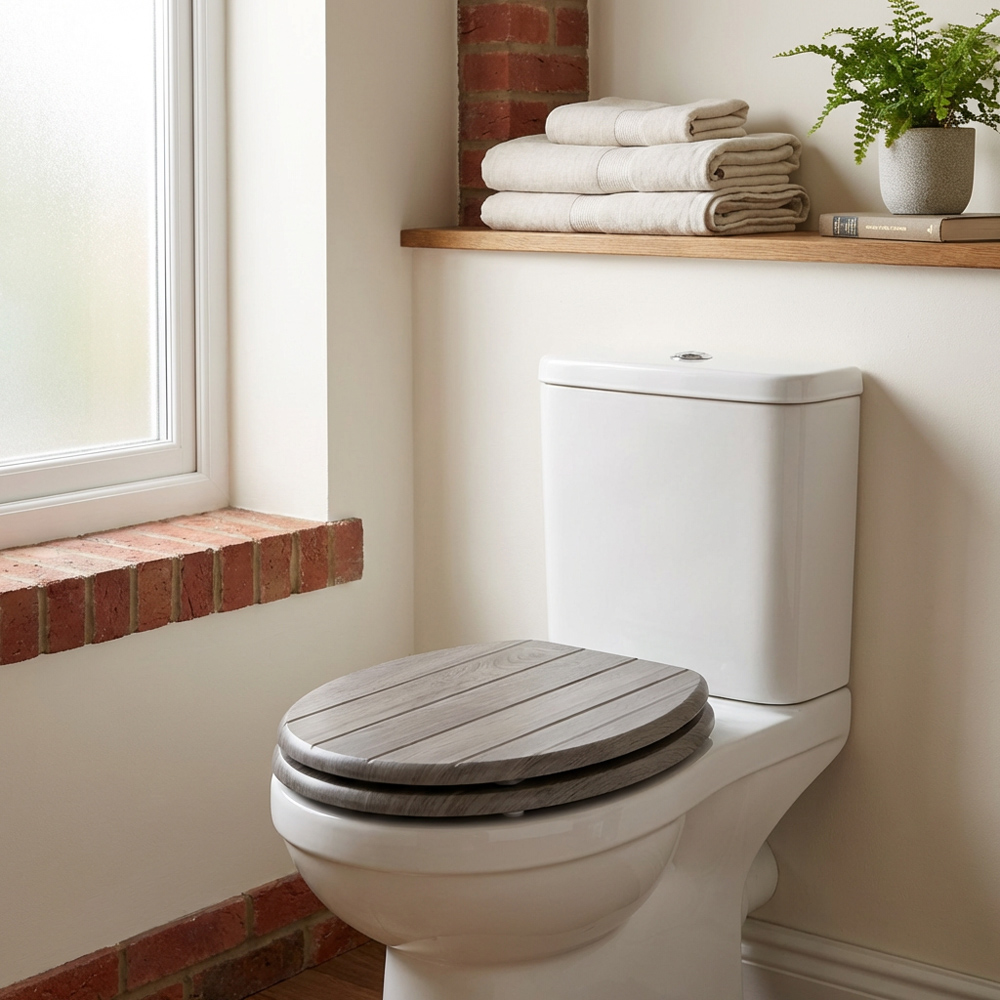 Willow Grey Oak Effect Toilet Seat Image 4