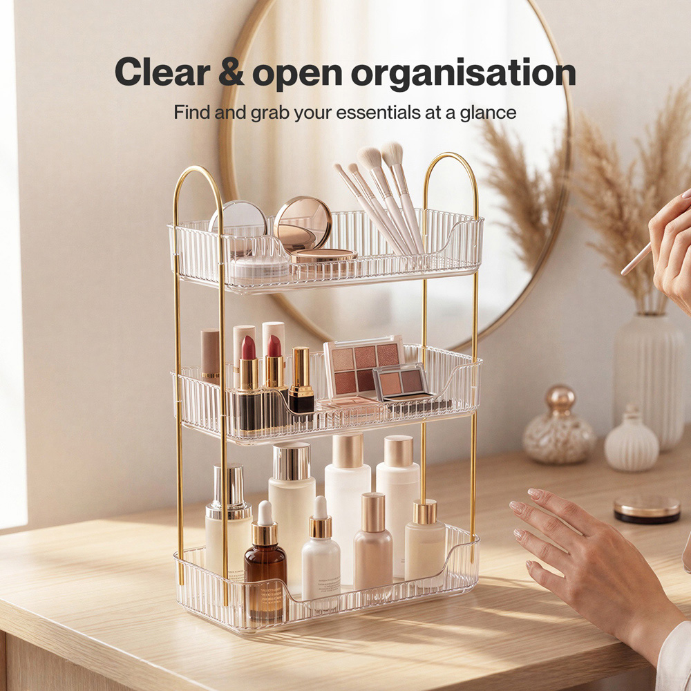 ilus White 3 Shelf Makeup Organiser Rack Image 5