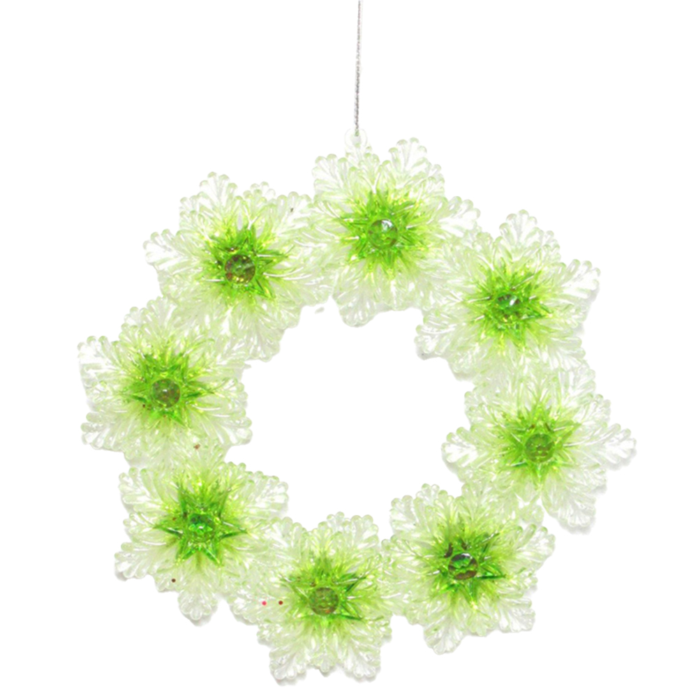 Glitter Wreath Hanging Decoration Green, Red and White Image 1