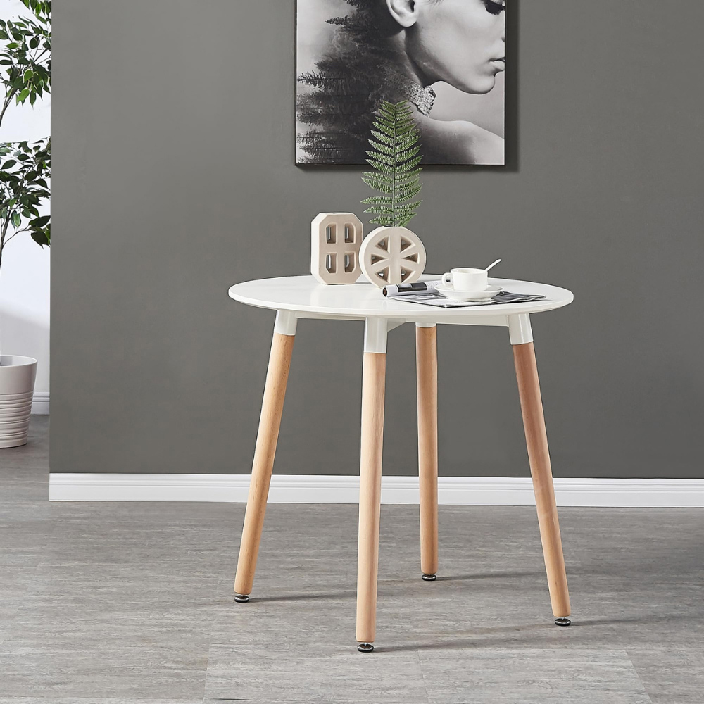 Life Interiors Halo Lorenzo White and Grey Wood and Plastic 4 Seater Round Dining Set Image 4