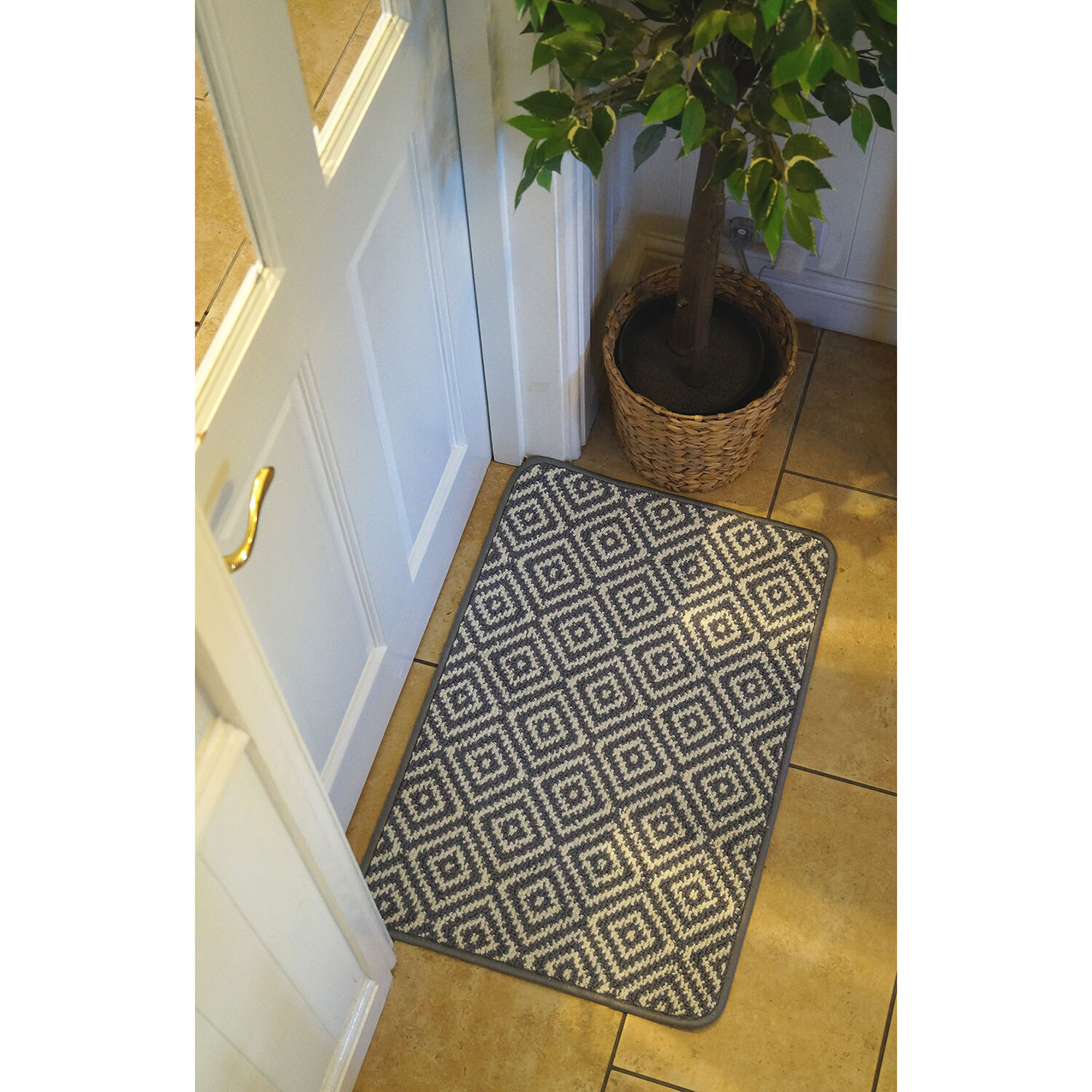 Primeur Premium Polyester Loop Doormat - Black and White Image 2