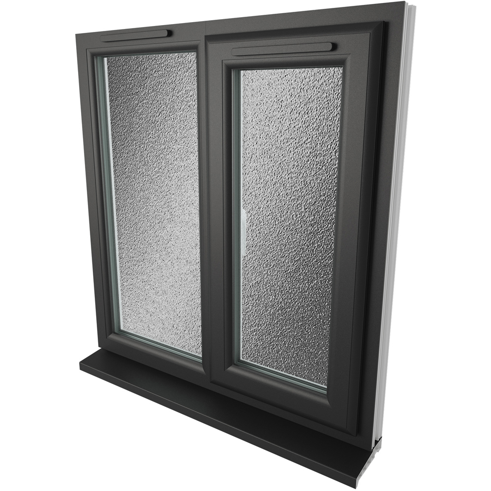 Crystal Black and White RH Side Hung Next to a Fixed Obscure Double Glazed Window 905 x 965mm Image 4