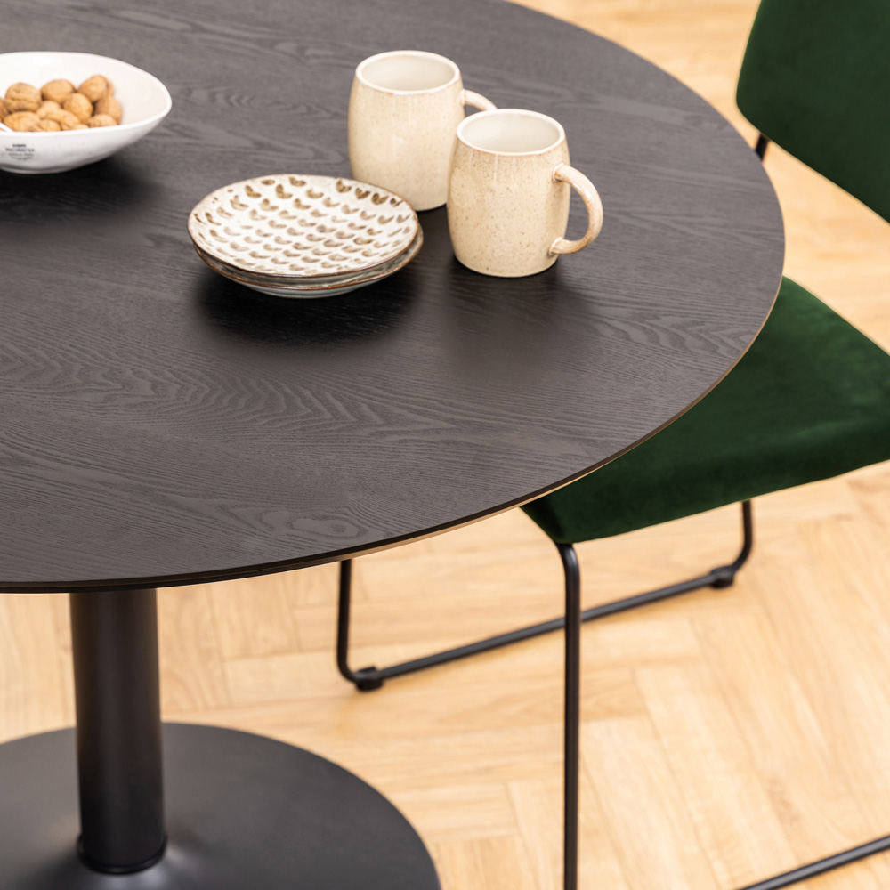Furniture To Go Ibiza 4 Seater Round Dining Table with Black Ash Top and Matt Black Base Image 5