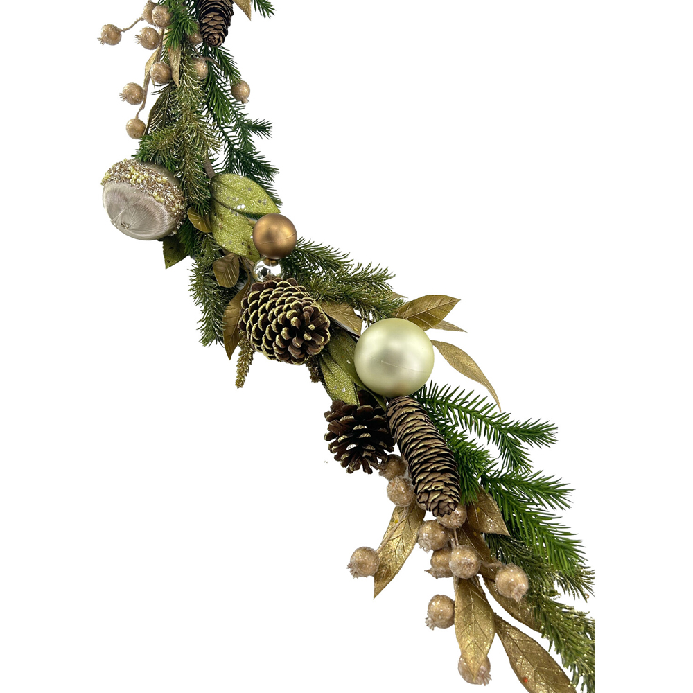 Festive Golden Bauble GarlandGreen Image 2