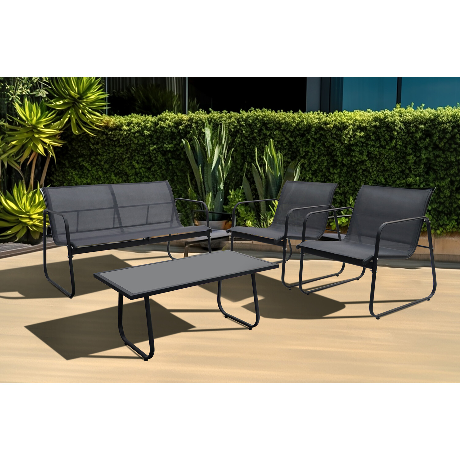 Turin 4 Seater Grey Textilene Sofa Lounge Set Image 3