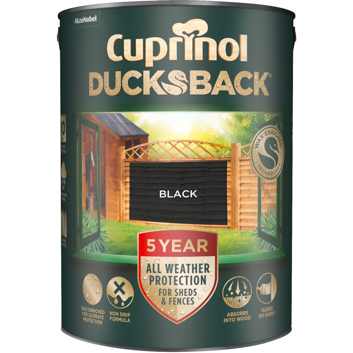 Cuprinol Ducksback Timbercare Paint Black 5L Image 3