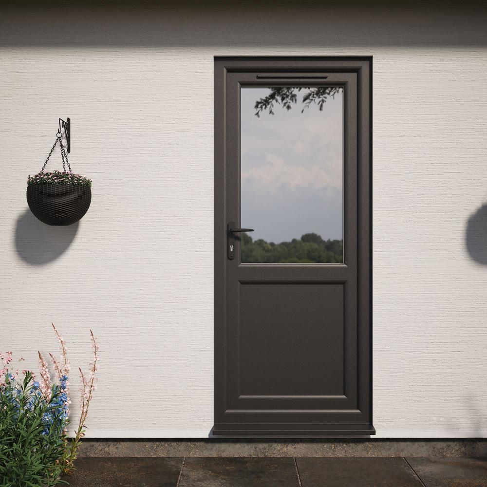Crystal Black and White Half Glass RH Open Clear Double Glazed Door 920 x 2090mm Image 2