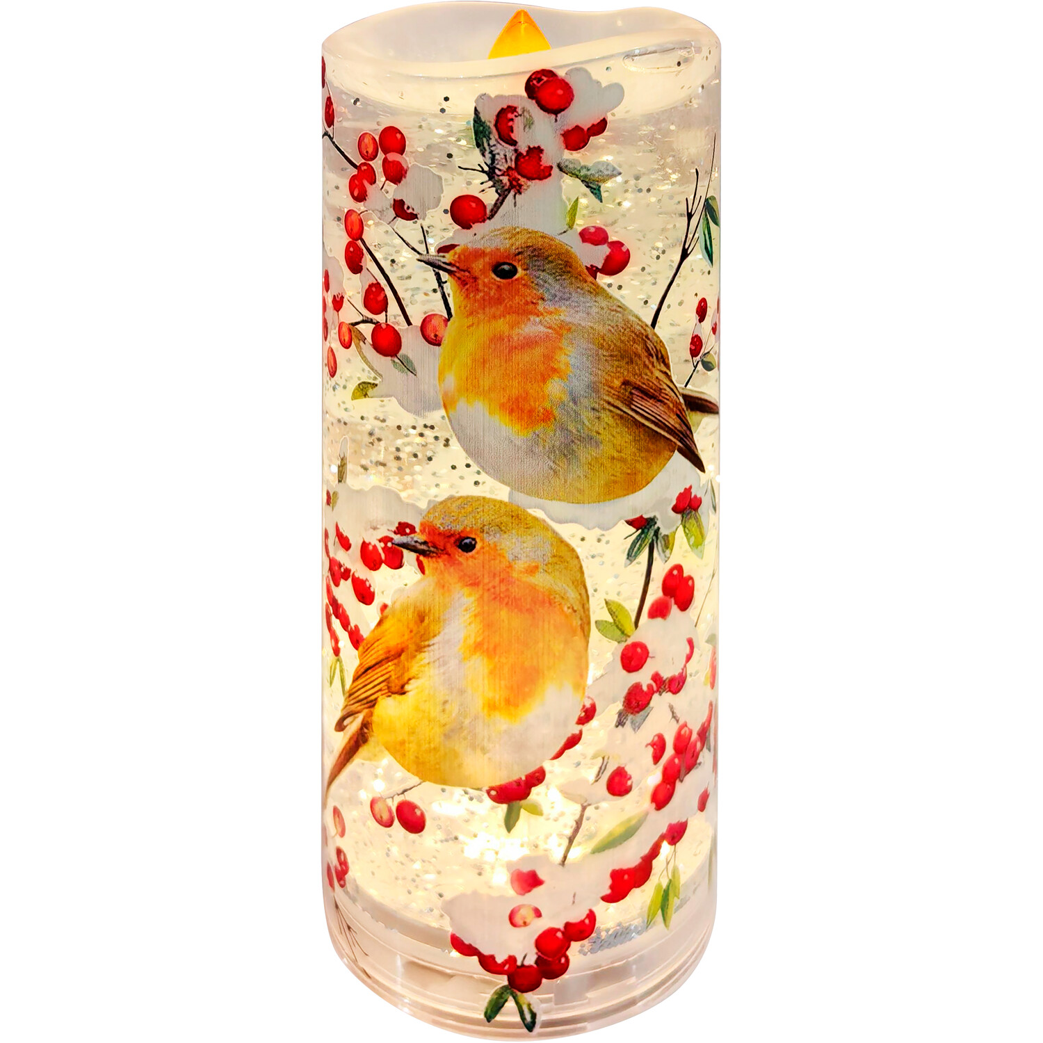 Robin Glitter Spinning LED Candle Multicolour Image 5