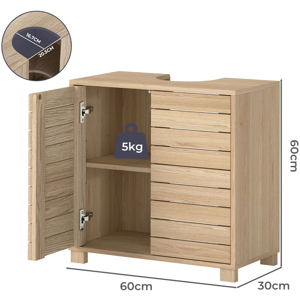 Levede Oak 2 Door Bathroom Under Sink Vanity Unit Image 9