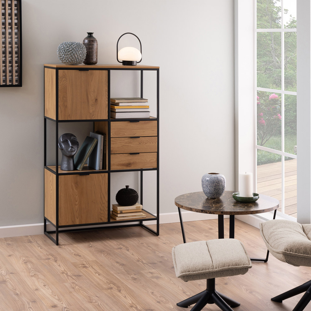 Furniture To Go Swindon Black 2 Door 3 Drawer 3 Shelf Bookcase Image 5