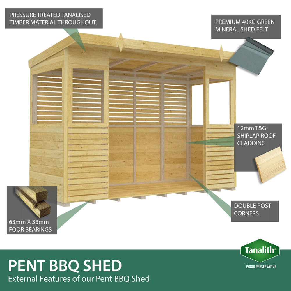 DIY Sheds 10 x 6ft Pressure Treated Tongue and Groove Timber Outdoor Kitchen Shelter Image 7