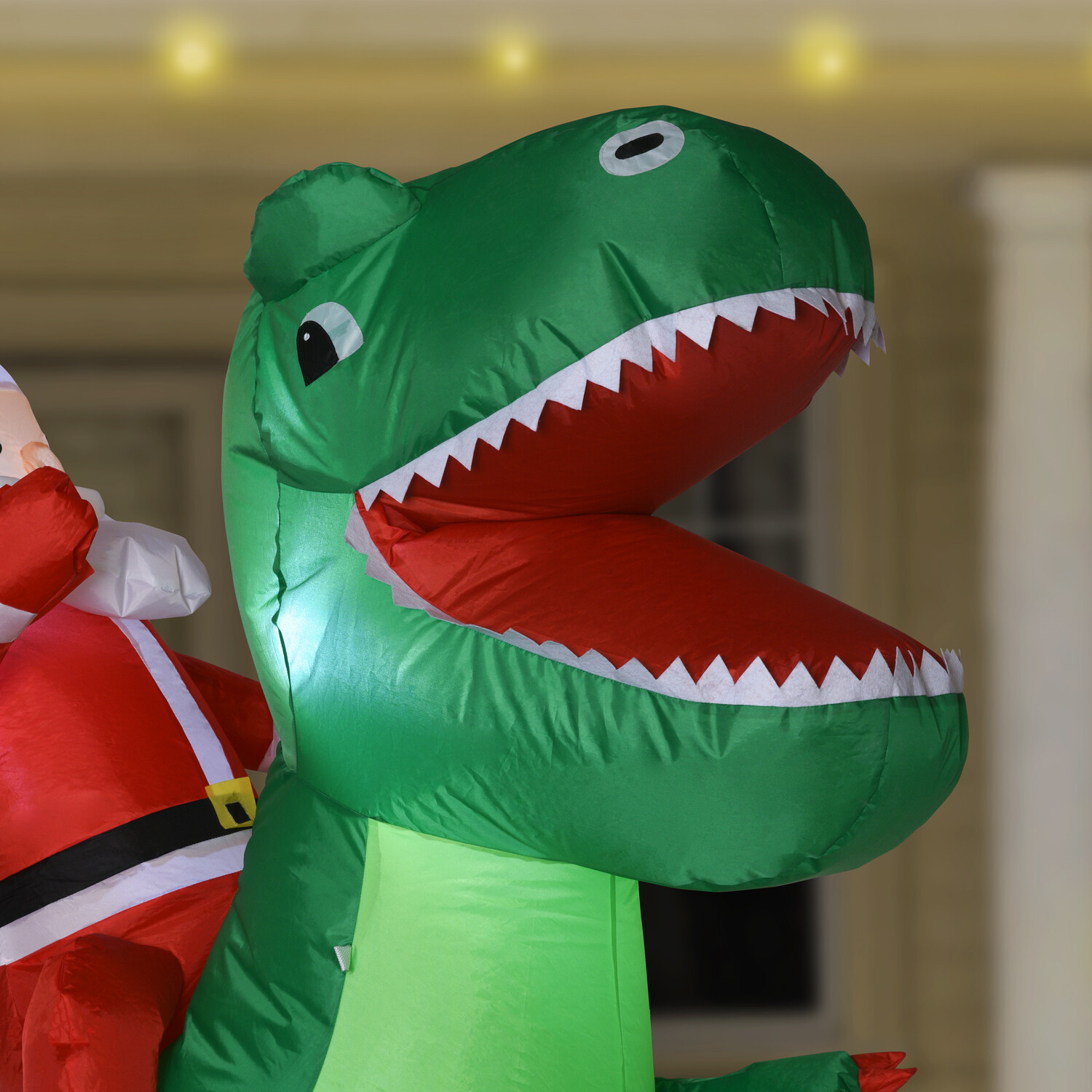 Inflatable Dinosaur with Santa - Green Image 5