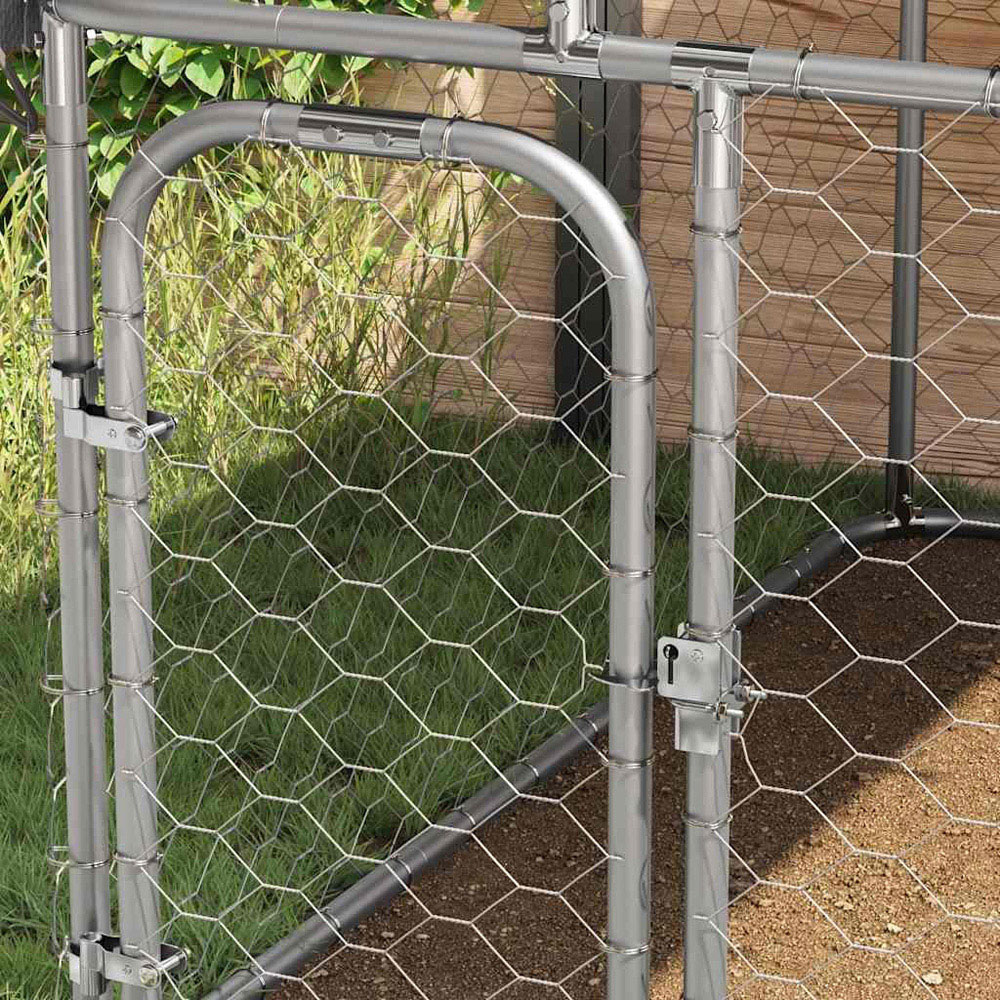 Walplus Silver Galvanised Steel Outdoor Apex Dog Kennel with Roof 6.5 x 6.5ft Image 4