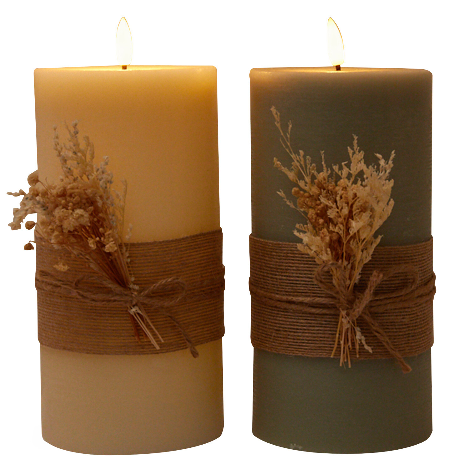 Hessien LED Candle - Green or White Image 4