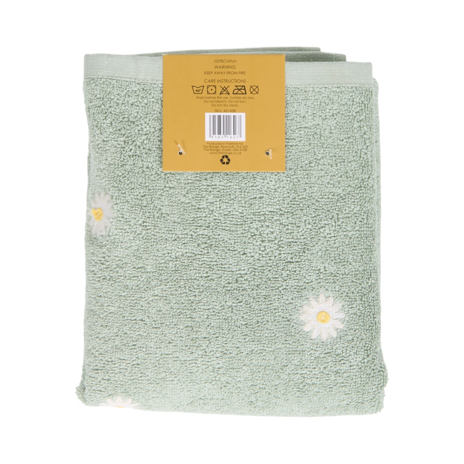 Daisy Embroidered Hand Towel Sage Image 2