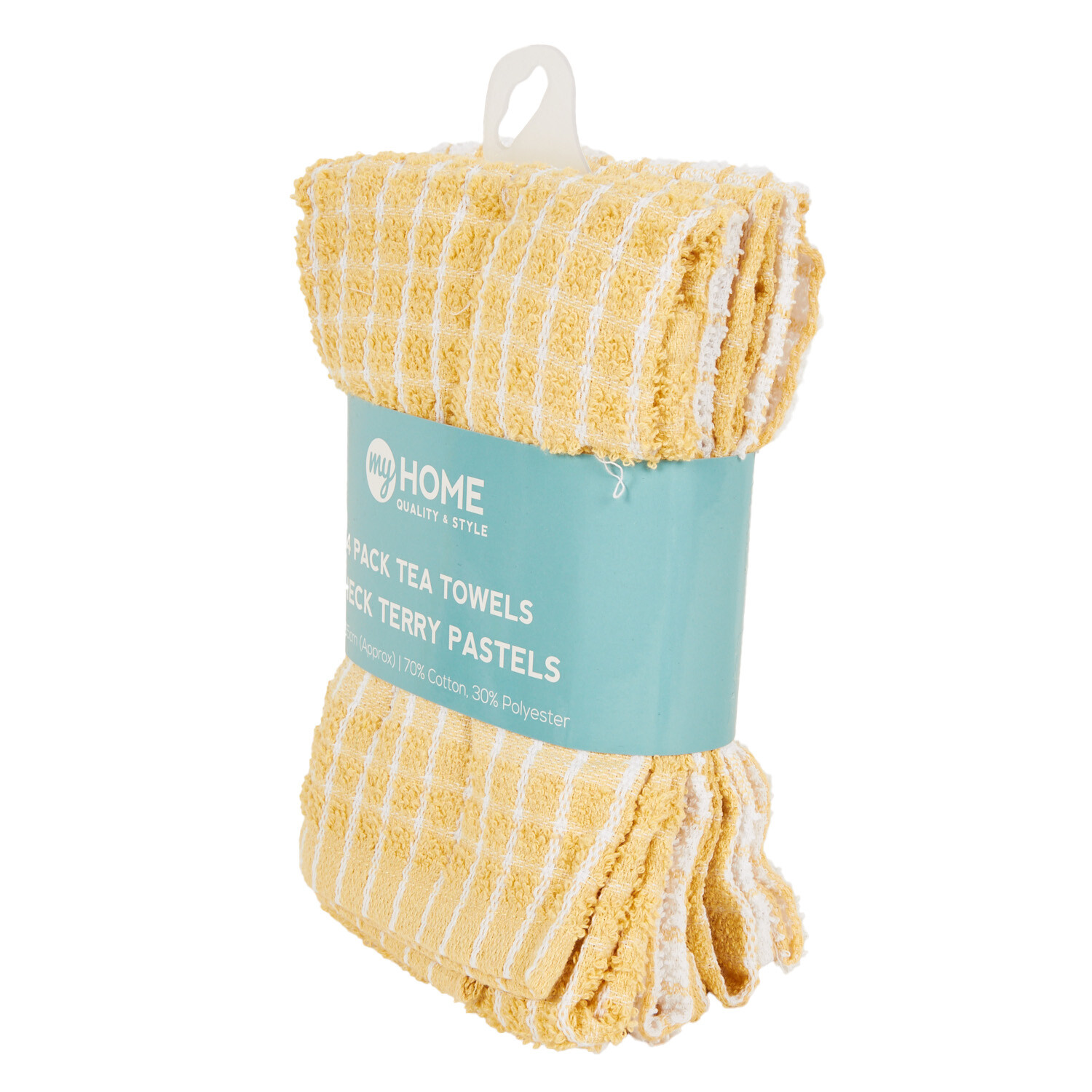 Pack of 4 Check Terry Tea Towel Pastels - Pastel Image 8